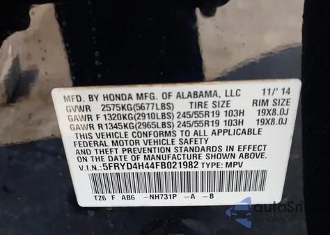 2015 Acura Mdx Technology Package z USA, uszkodzony, nr VIN 5FRYD4H44FB021982